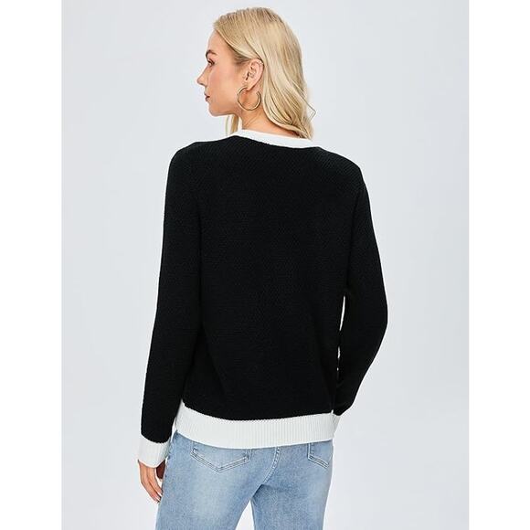 New Womens Size L Black and White Button Up Cardigan - Picture 3 of 4